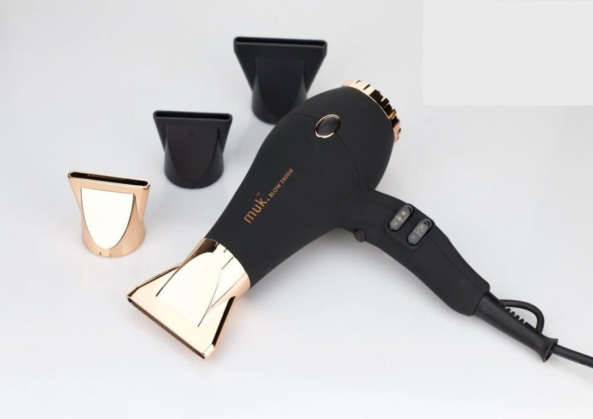 Muk Black and Rose Gold Blow Dryer 3900IR Hair Dryer White Ivy Studio
