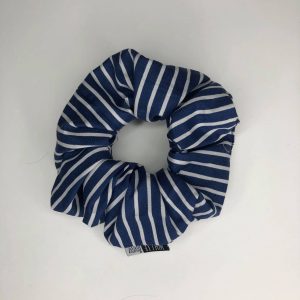 White Ivy Scrunchie Blue Stripe